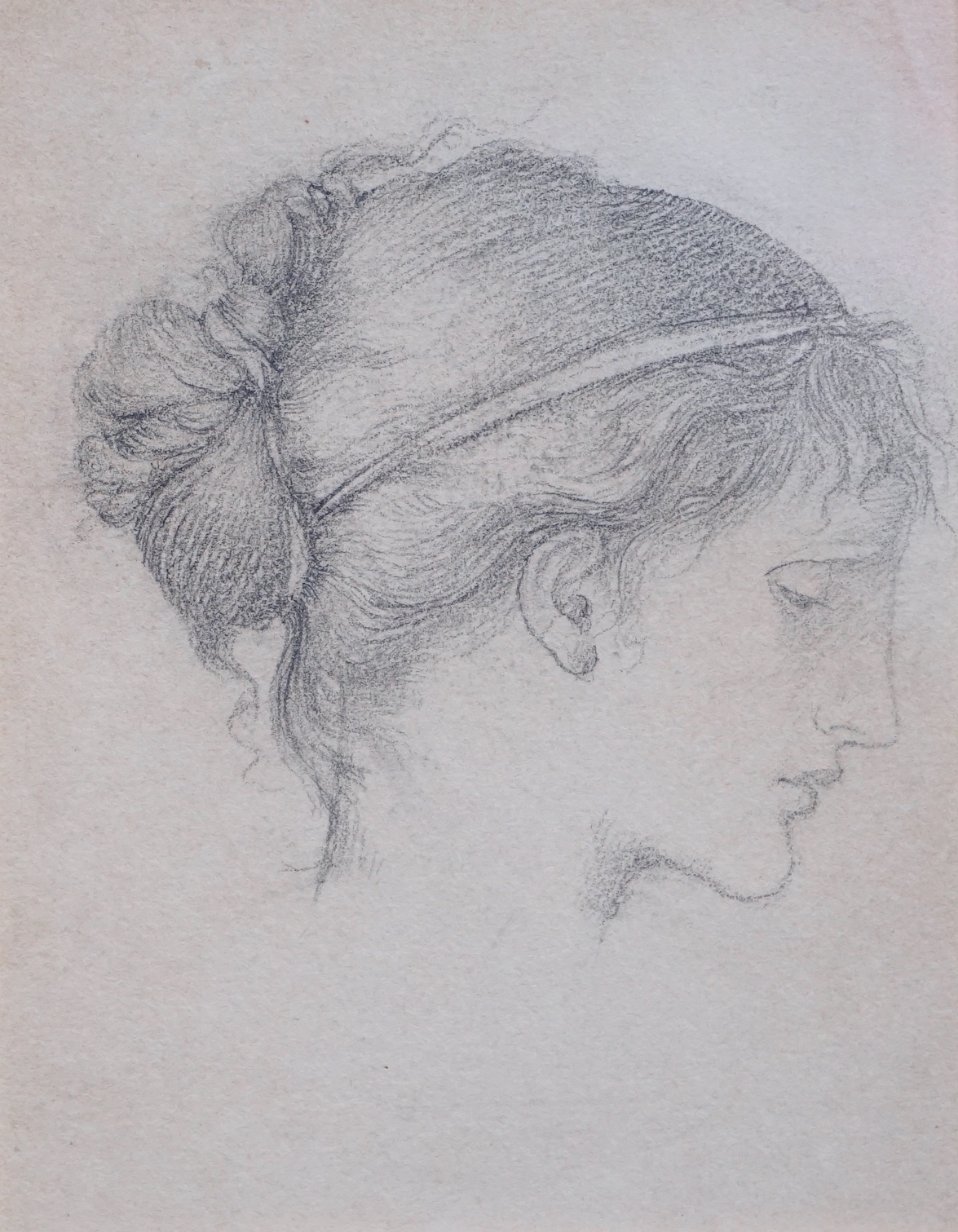 Sir Edward Coley Burne-Jones, Bt; A.R.A; R.W.S. (British, 1883-1898), Maria Zambaco in profile looking down to the right, pencil on paper, 13.5 x 10.5cm
